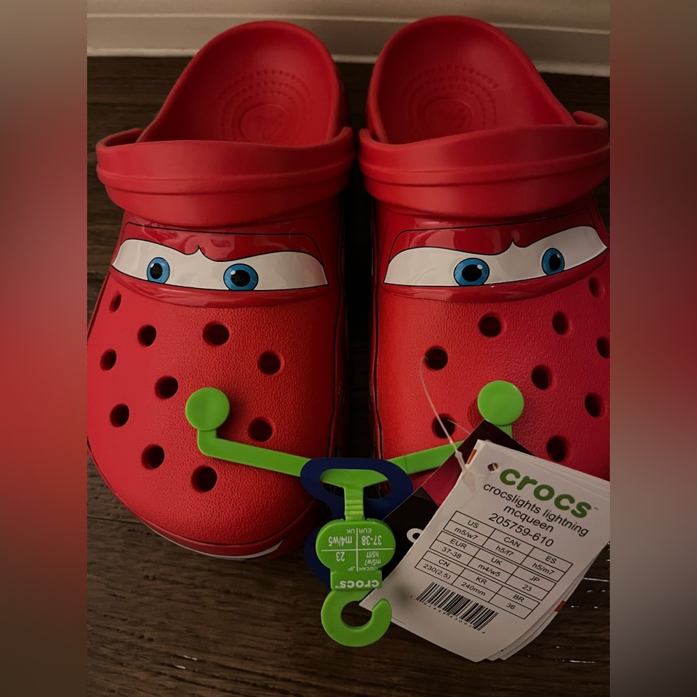 Brand New Lightning McQueen Cars Light Up Adult Crocs - Limited Edition
